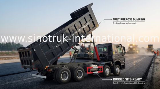 کامیون کمپرسی 12 چرخ Sinotruk HOWO 8X4 400 اسب بخار برای ماینینگ