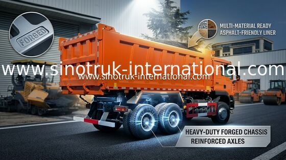 کامیون کمپرسی HOWO Sinotruk 371HP TXcab Sunset Orange ZZ3257N384GB1