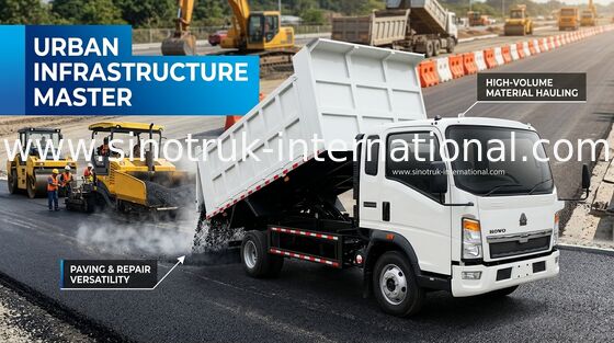 کامیون کمپرسی بازرگانی ساختمانی Sinotruk Howo 116hp