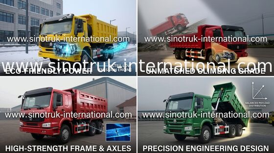 SINOTRUK HOWO کامیون کمپرسی دامپینگ 10 چرخه LHD 371HP 25tons 10-25CBM ZZ3257N3847A