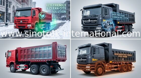 کامیون کمپرسی SINOTRUK HOWO 10 چرخ 371HP بار 25-40tons 10-25CBM کالا