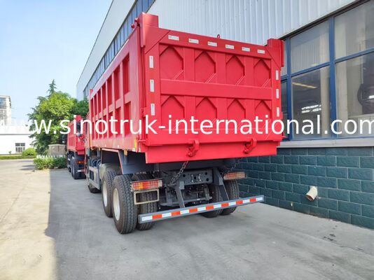 کار سنگین قرمز 6 * 4 کامیون خم کننده 20 متر مکعب 371HP موتور، 40-50 تن بار مفید برای حمل معدن
