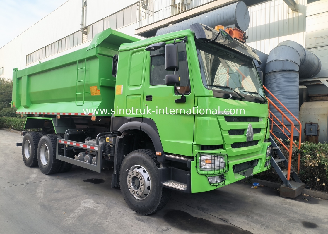 Sinotruk Howo ترمپیک ترمپیک 380Hp 6 × 4 شکل U بدن باربری رنگ سبز