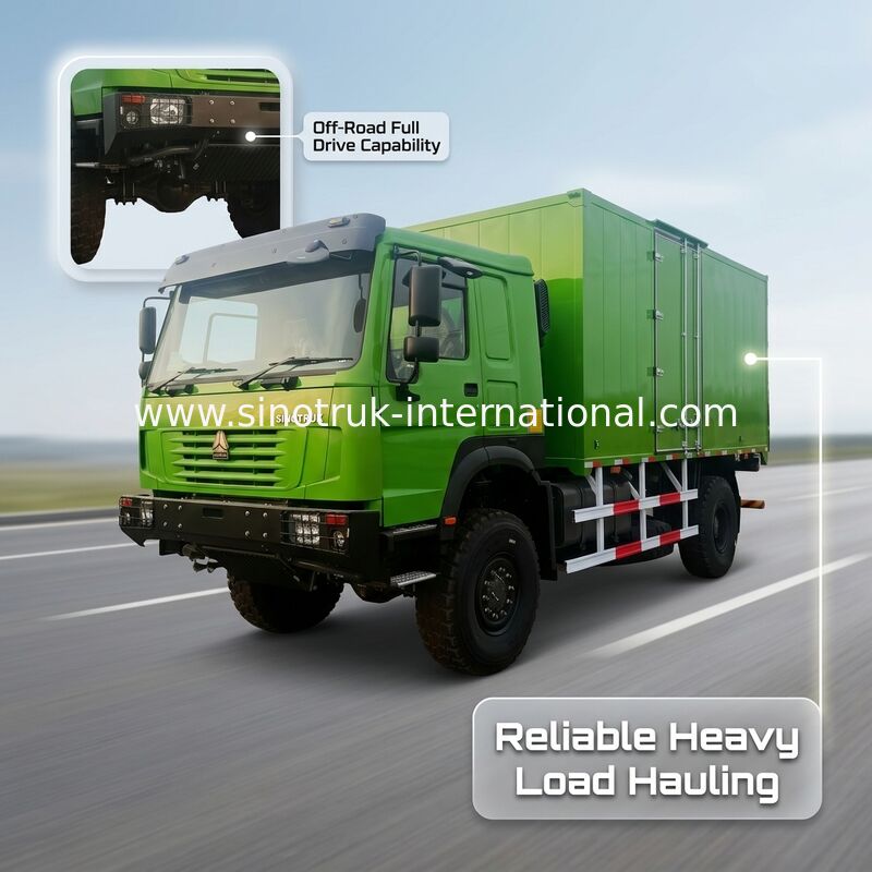 کامیون باری 4X4 LHD با مخزن بار 5000*2300*2300 میلی‌متری و محور عقب 16T برای حمل و نقل سنگین
