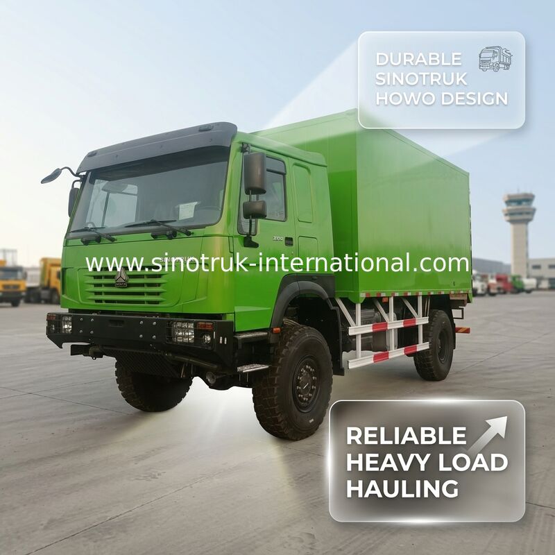 کامیون سنگین SINOTRUK با نوع راننده 4X4 LHD، مخزن بار 5000*2300*2300 میلی متر و ظرفیت محور عقب 16 تن برای حمل بار سنگین سبز
