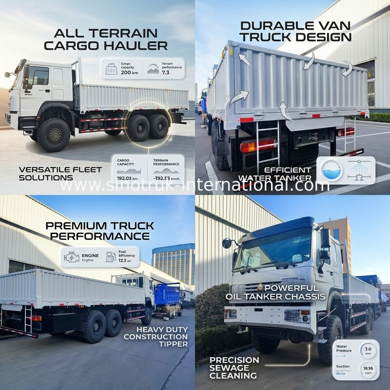 قدرت و انعطاف پذیری را آزاد کنید همه را فتح کنید سفید HOWO 6x6 400HP خارج از جاده کامیون باری