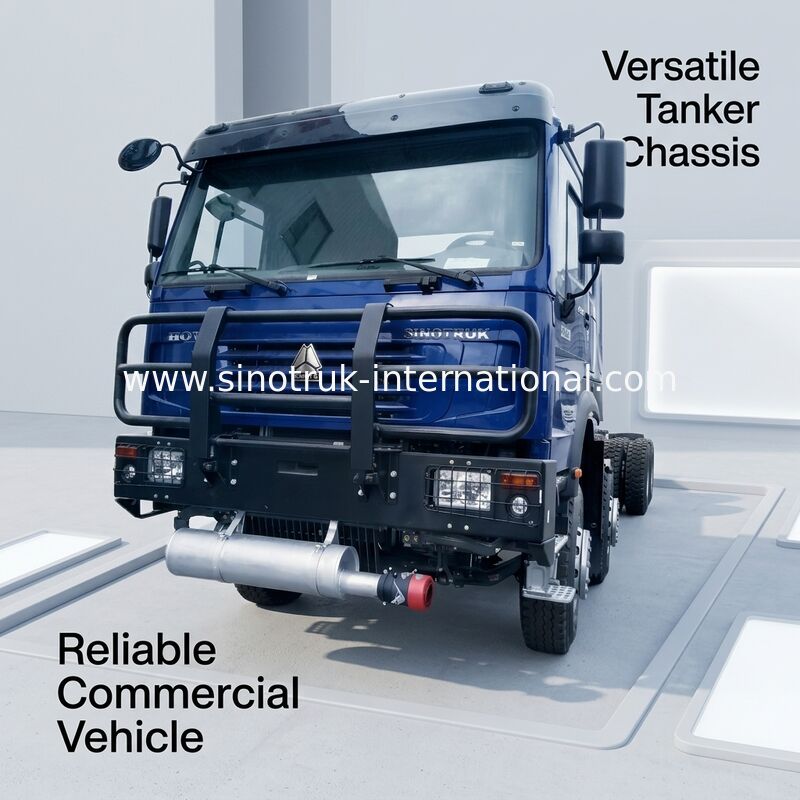 SINOTRUK HOWO تانک نفت کامیون شاسی 400HP 8X4 LHD 50 تن 40CBM