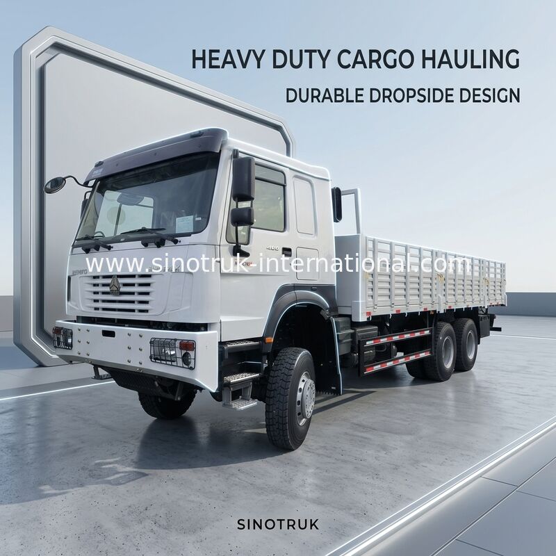 سینوتروک هوو کامیون باربری کاملا جدید 6 × 6 تمام چرخ Lhd 10 چرخ جعبه باربری بلند
