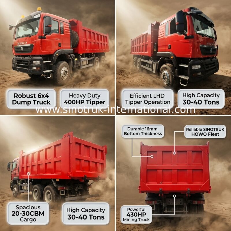 کامیون کمپرسی HOWO ZZ3257V384GB1 با موتور 400 اسب بخار 6x4 LHD