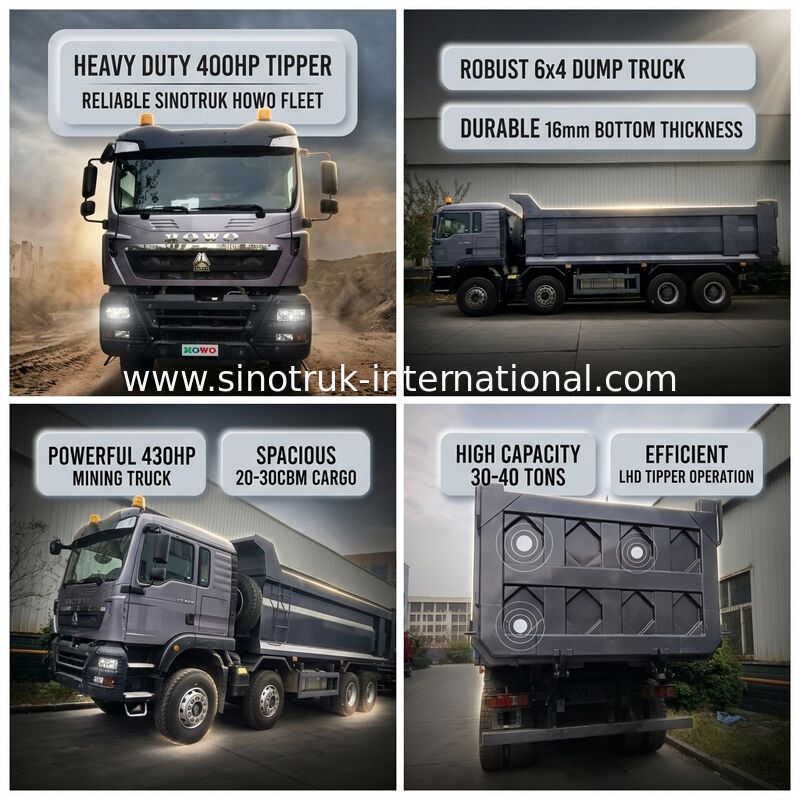 کامیون کپی SINOTRUK HOWO 400HP 12 چرخ LHD 30-40 تن 20-30CBM ZZ3317V356GB1
