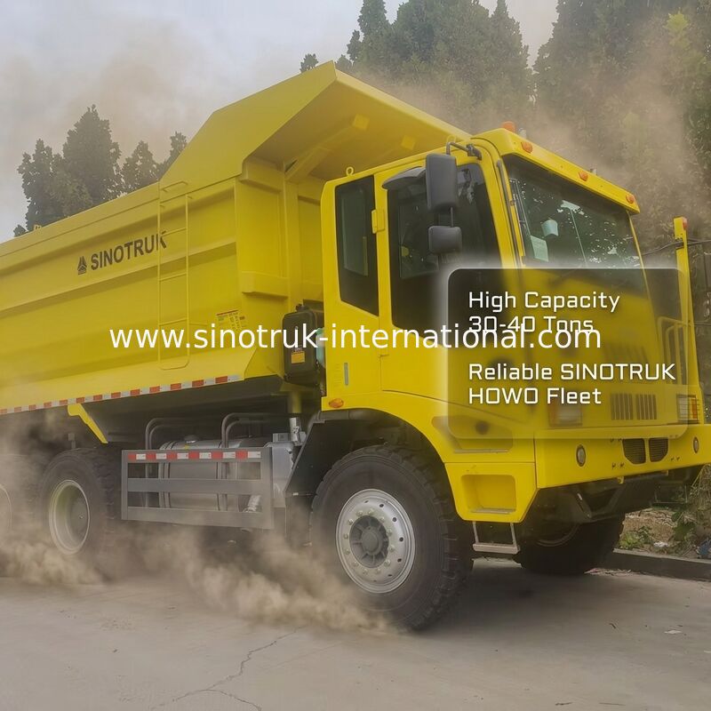 کامیون کمپرسی معدن Sinotruk با موتور 430 اسب بخار مدل درایو 6x4 و جعبه بار با ضخامت 16 میلی متر
