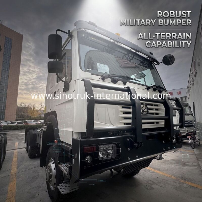 SINOTRUK HOWO Ghost Face کابین تراکتور کامیون 6X6 یورو 2 430 HP آمپر نظامی سفید