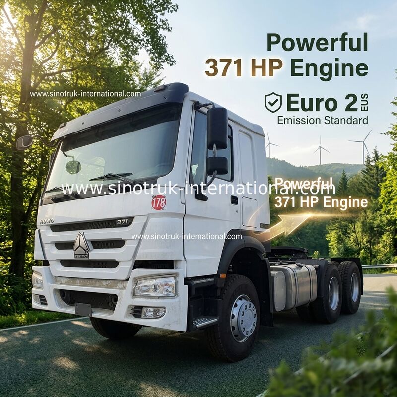 HOWO A7 استفاده شده تراکتور کامیون LHD 6X4 یورو 2 371 HP با قدرت کمک هدایت هیدرولیک سفید