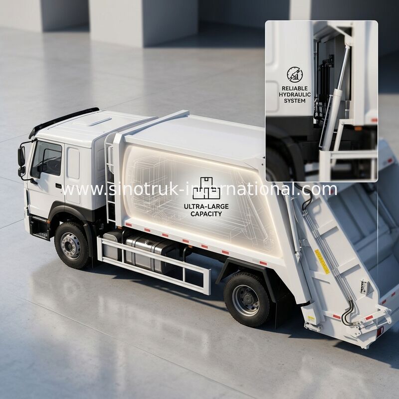 کامیون زباله فشرده SINOTRUK 300 HP 4×2 با نیروی غلتشی 30T برای مدیریت کارآمد زباله