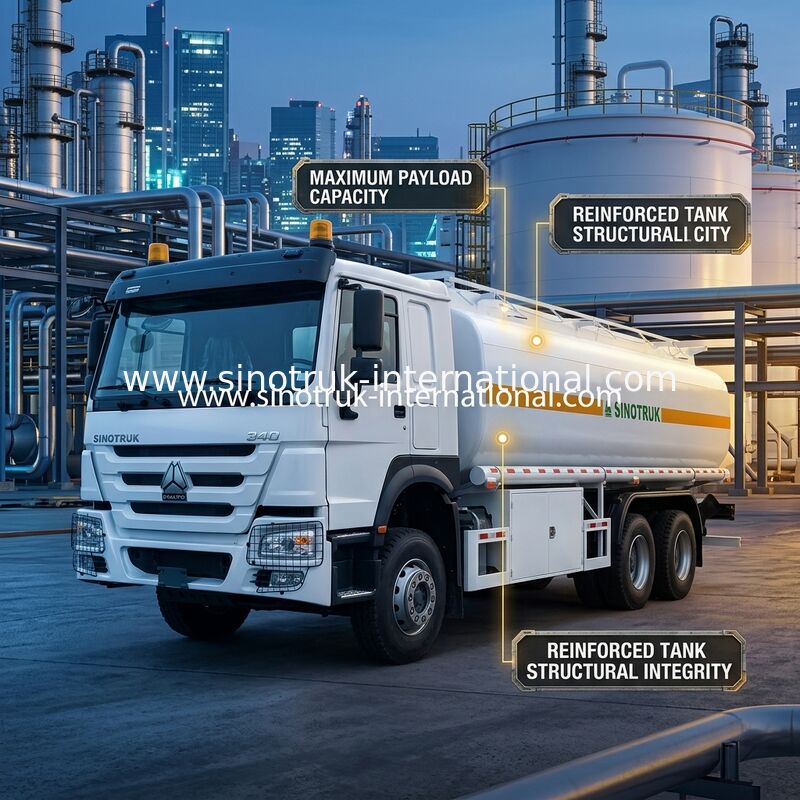 کامیون سوخت‌رسان 20CBM Sinotruk Howo با 10 چرخ و 340 اسب بخار، 6 × 4 و محفظه‌های متعدد