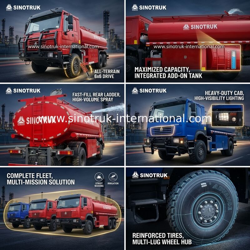 کامیون مخزن نفت SINOTRUK HOWO 290 اسب بخار با ظرفیت 10 CBM و شاسی سنگین