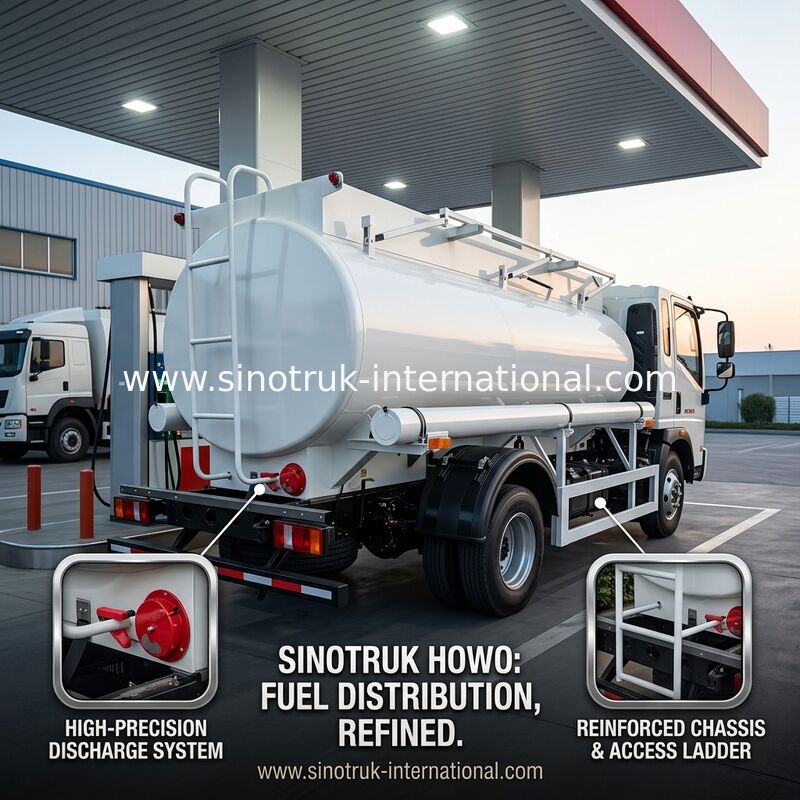 SINOTRUK HOWO 4X2 6 چرخ تانک نفت کامیون 5-6CBM واحد با جریان سنج