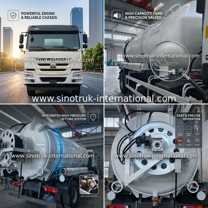 پمپ خلاء کامیون مکش فاضلاب تمیز کننده سپتیک تانک 16CBM LHD 290HP