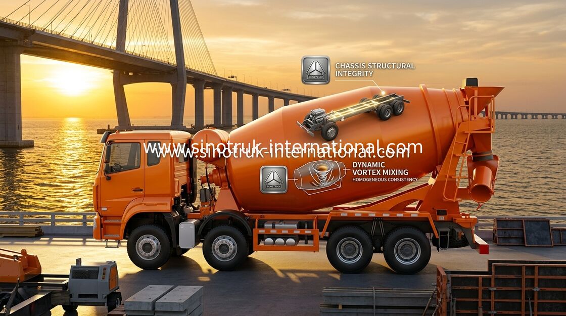 سینوتروک Howo N7 کامیون مخلوط کنکریت 6 X 4 یورو 2 380hp برای ساخت و ساز