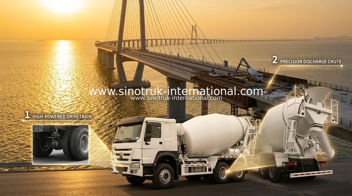 ماشین مخلوط کنکریت سینوتروک هو 380HP 6-10CBM 6 X 4 یورو 2 مخلوط کننده RHD