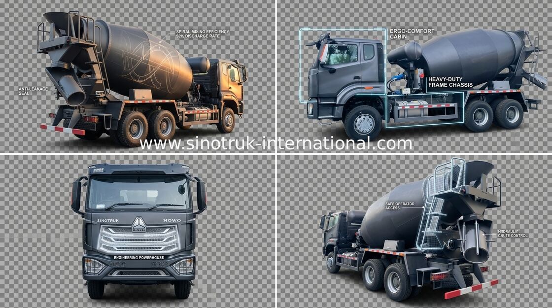 سینوتروک Howo N7 کامیون مخلوط کن بتن 6-10CBM 6 X 4 یورو 2 380HP