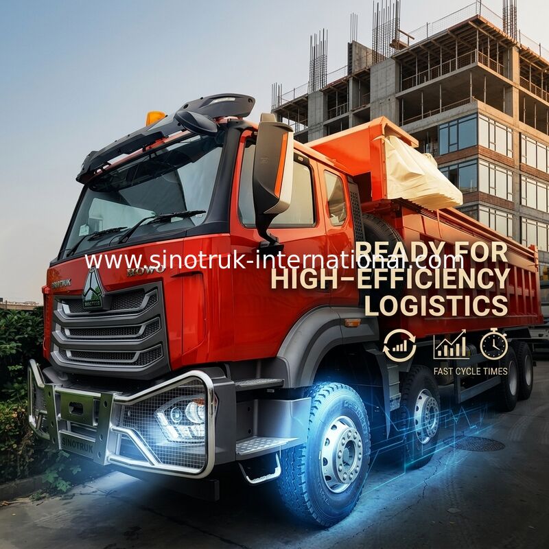 سوپر لیرینگ HOWO 8×4 Red Tipper. 371HP قدرت قوی، 27CBM ظرفیت بزرگ، 80100T حمل و نقل سنگین