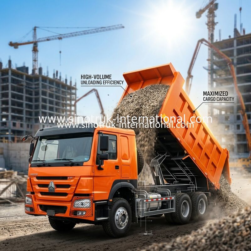 371HP 6x4 کامپ 20.01CBM تسلط بر بار مفید برای کارایی سنگین