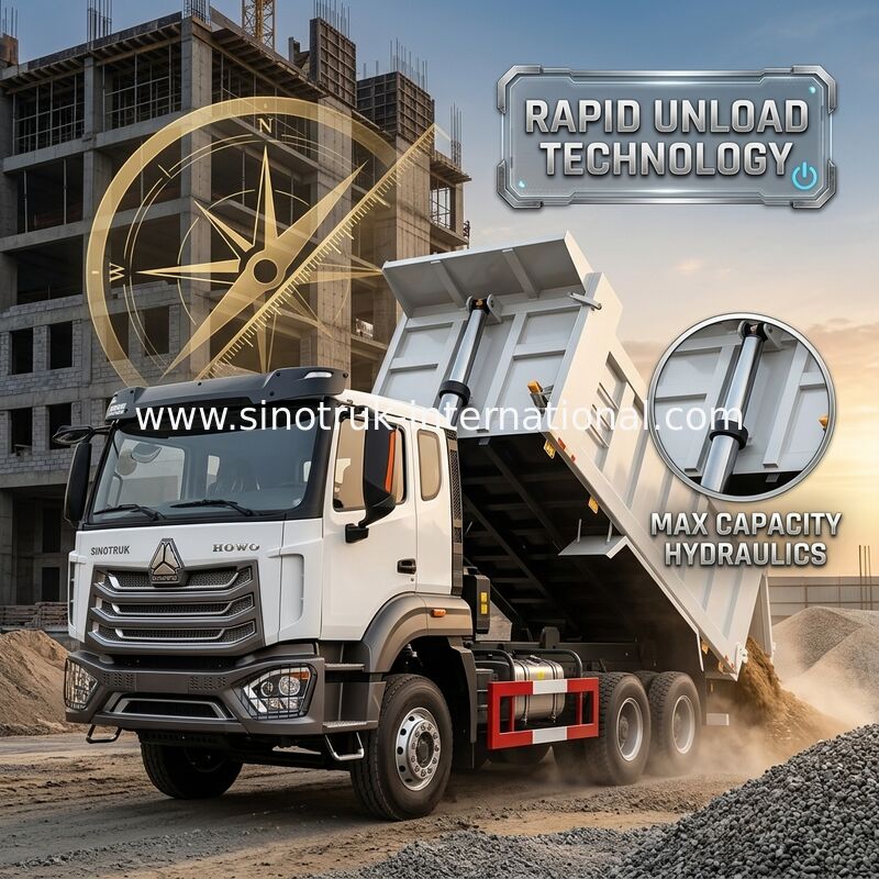 2 مسافر Sinotruk Hohan تپپر کامیون ویچای موتور 6 × 4 LHD 380HP با نوع انتقال دستی