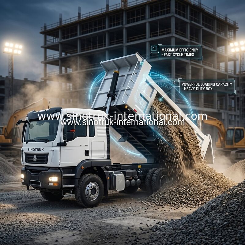 شاسی کامیون کمپرسی SINOTRUK TX با موتور 371 اسب بخار، ظرفیت بار 30 تا 40 تن و LHD / RHD اختیاری