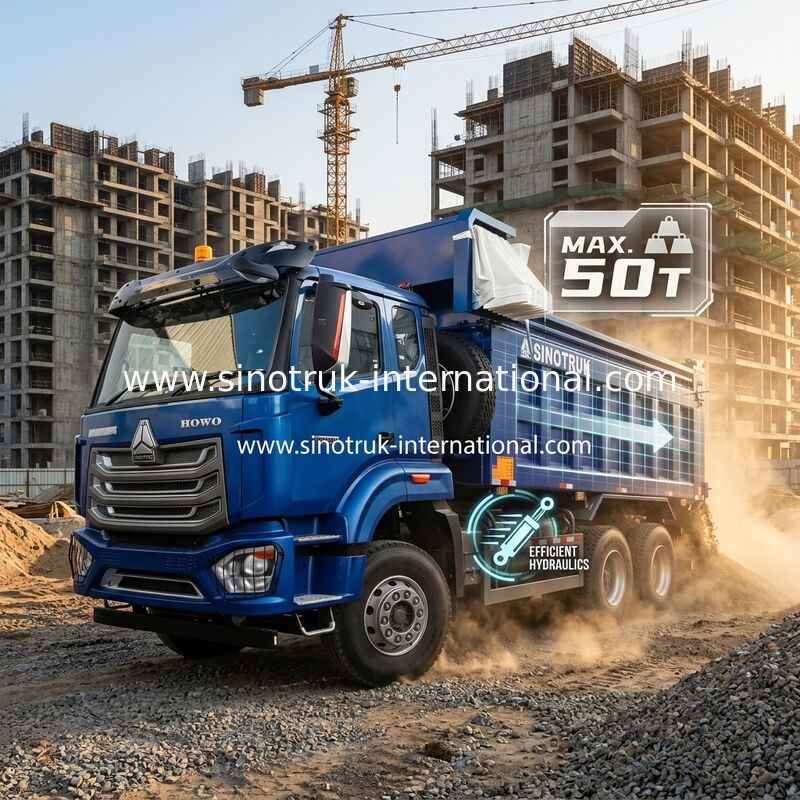 SINOTRUK HOHAN NEW HOWO 30 - 40 تن RHD 10 چرخ پرده برای ساخت و ساز آبی بالا کارایی بالا بردن و تخلیه