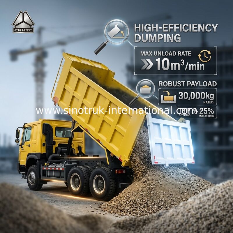 سینوتروک هووو کامپینگ 6 × 4 Lhd 10 چرخ 20CBM کارگو باکس لاستیک معدن