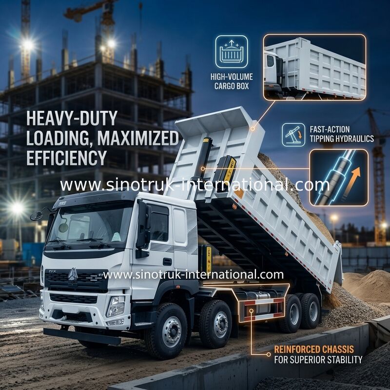 SINOTRUK HOWO 380HP کامیون 12 چرخ LHD 31 تن 20-30CBM V7-X کابین