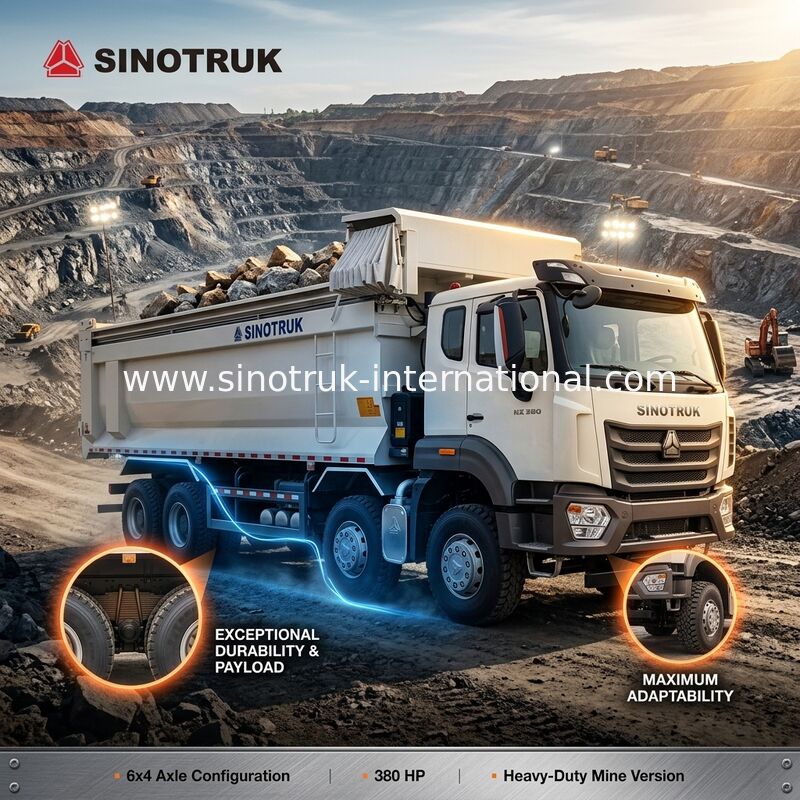 سینوتروک هوهان جدید HOWO وانت پرتاب کننده N7 6 × 4 10 چرخ 380HP RHD U نوع قطر اتوماتیک