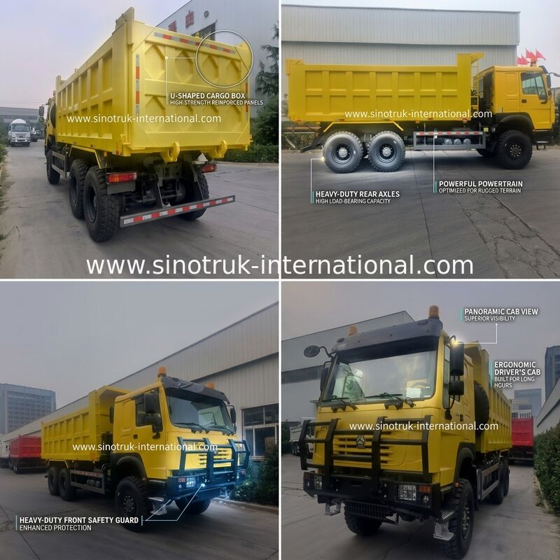 Sinotruk Howo تپپر دامپ کامیون 6 × 6 تمام چرخ محرک با 14.00R20 تایر تک 380Hp