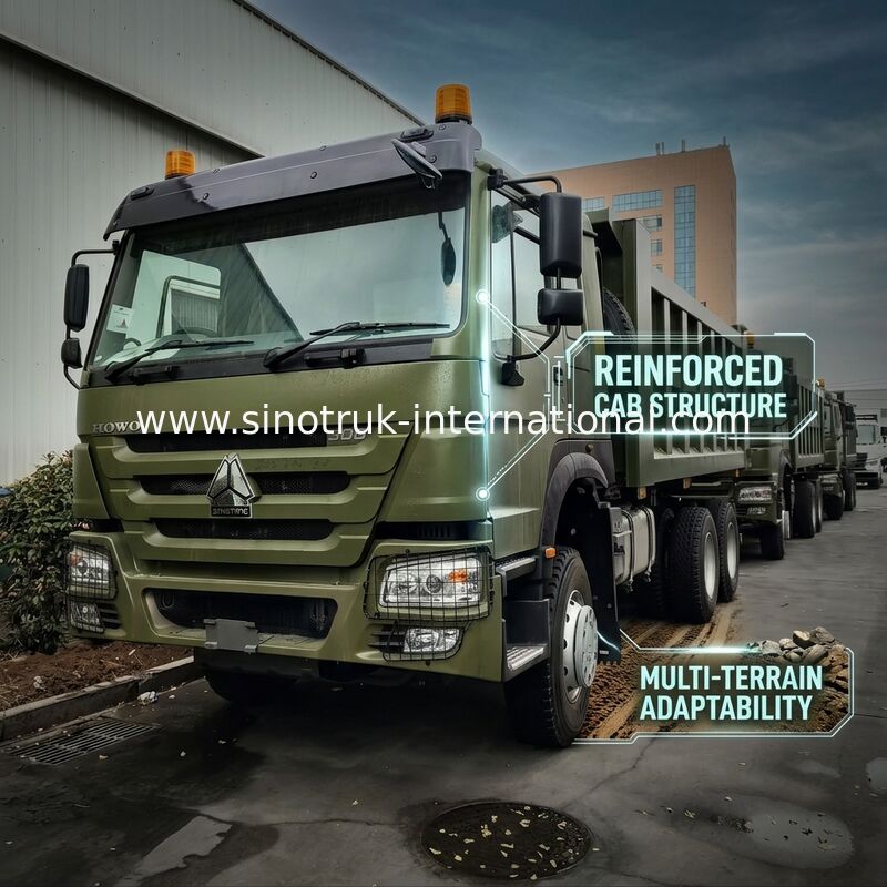 SINOTRUK HOWO 400HP Green Tipper Dump Truck RHD 6×4 12 چرخ قدرت اسب بالا