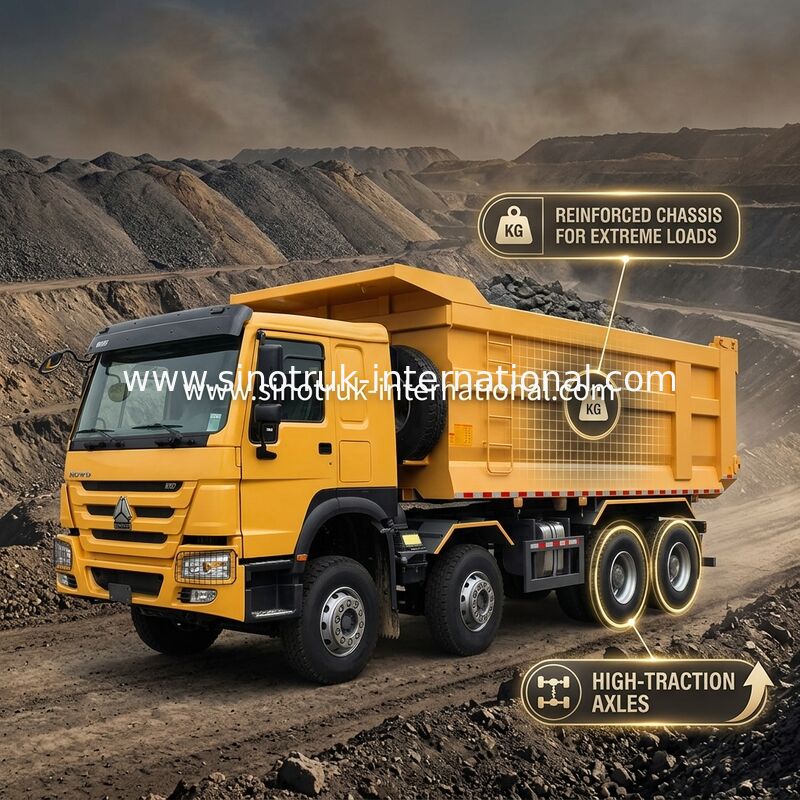 Sinotruk Howo دمپری 8 × 4 Lhd 12 چرخ U شکل بدن دمپری یورو 2