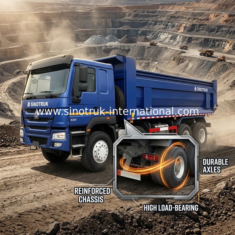 RHD 8 × 4 12 چرخ ZZ3317V3847B1R اسب بخار بالا مصرف سوخت کم380HP آبی HOWO کامیون کپی