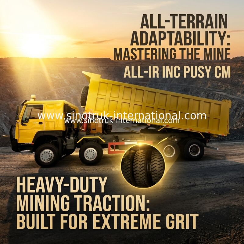 سینوتروک هووو کامپینگ کامپینگ 400HP 8 × 4 50-60Tons Lhd 12 چرخ سینی بزرگ