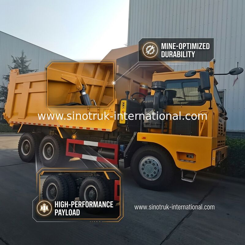کامیون کمپرسی سنگین SINOTRUK LHD با کابین اسکلت یک طرفه با استحکام بالا زرد