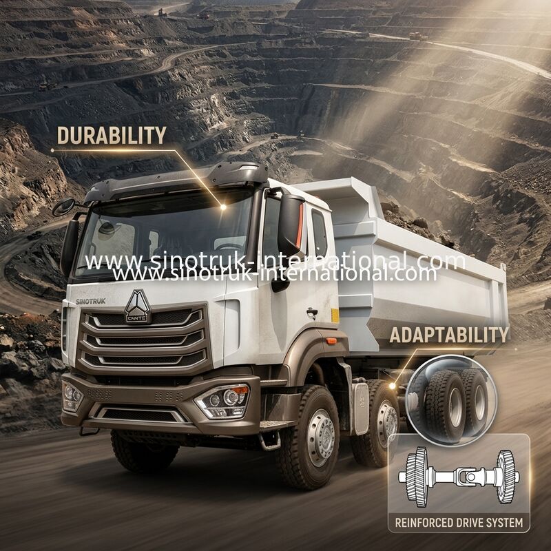 کمپرسی HOWO N7 LHD 12wheels 8X4 400HP برای ماینینگ