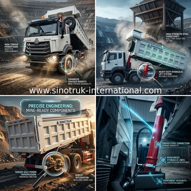 کامیون کمپرسی سنگین SINOTRUK HOWO بالابر جلو 8×4 RHD