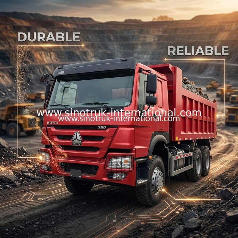 SINOTRUCK Howo تپپر کامپری 380Hp 6 × 4 20CBM جعبه 10 چرخ شکستن زاویه آهن
