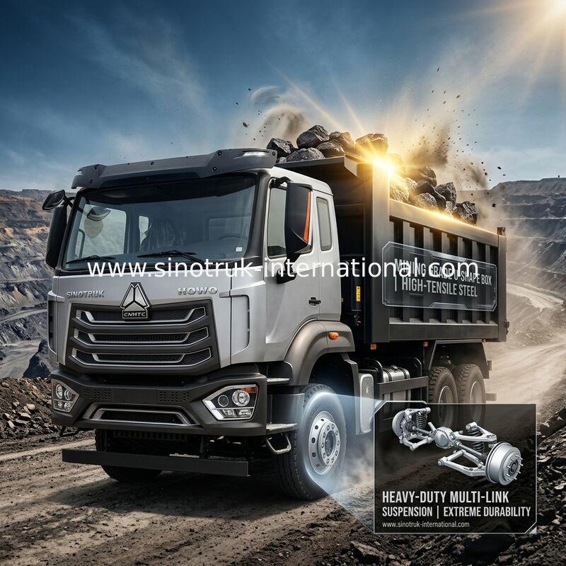 کامیون کمپرسی SINOTRUK HOWO N7 کابین کمپرسی LHD 6X4 400HP Diamond Silver