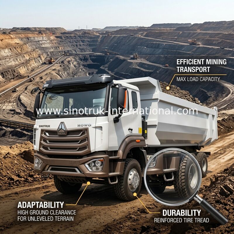 کمپرسی HOWO N7 کابین LHD 12wheels 8X4 400HP برای ماینینگ نوع U