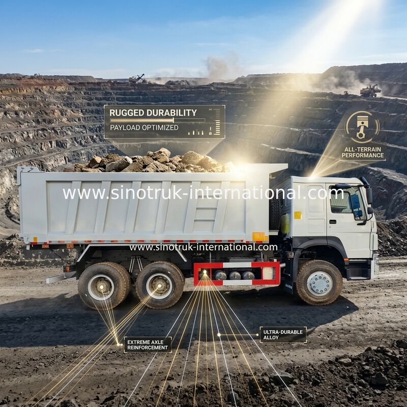RHD 6×6 10 چرخ سفید HOWO کامیون کپیر کامل درایو اسب قدرت بالا 380HP