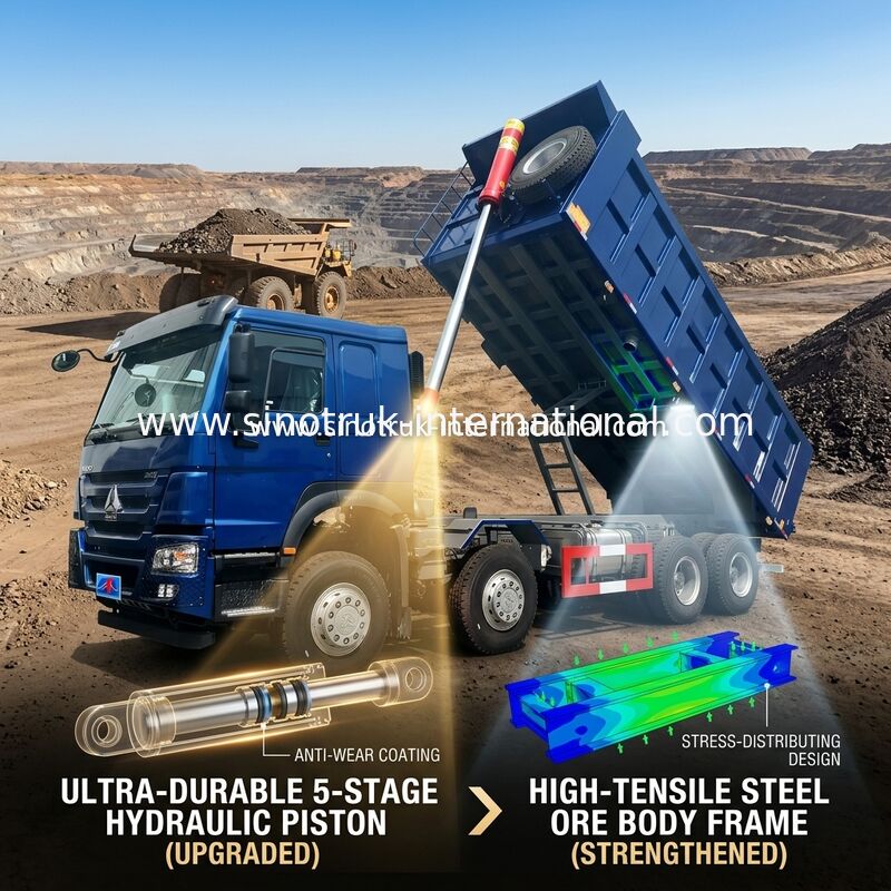 کامیون کمپرسی آبی SINOTRUK HOWO LHD 12wheels 8X4 400HP For Mining Front Lifting 50 تن