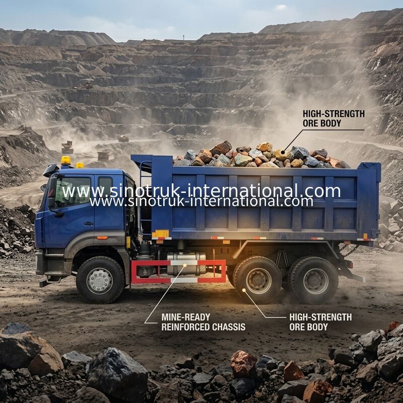 کامیون کمپرسی Sinotruk N7 10 چرخ 400 اسب بخار 6 × 4 با چراغ هشدار