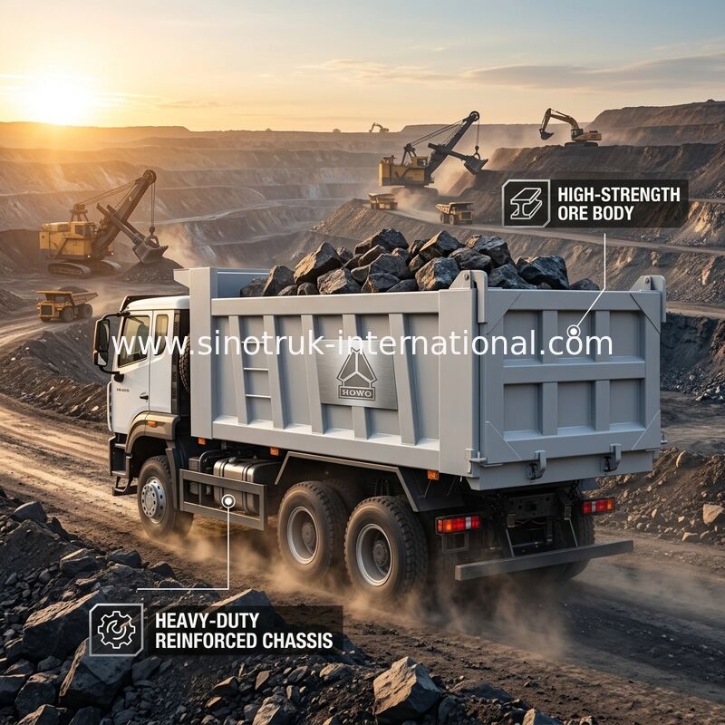 کامیون کمپرسی HOWO سفید 400 اسب بخاری LHD 6×4 10 چرخ