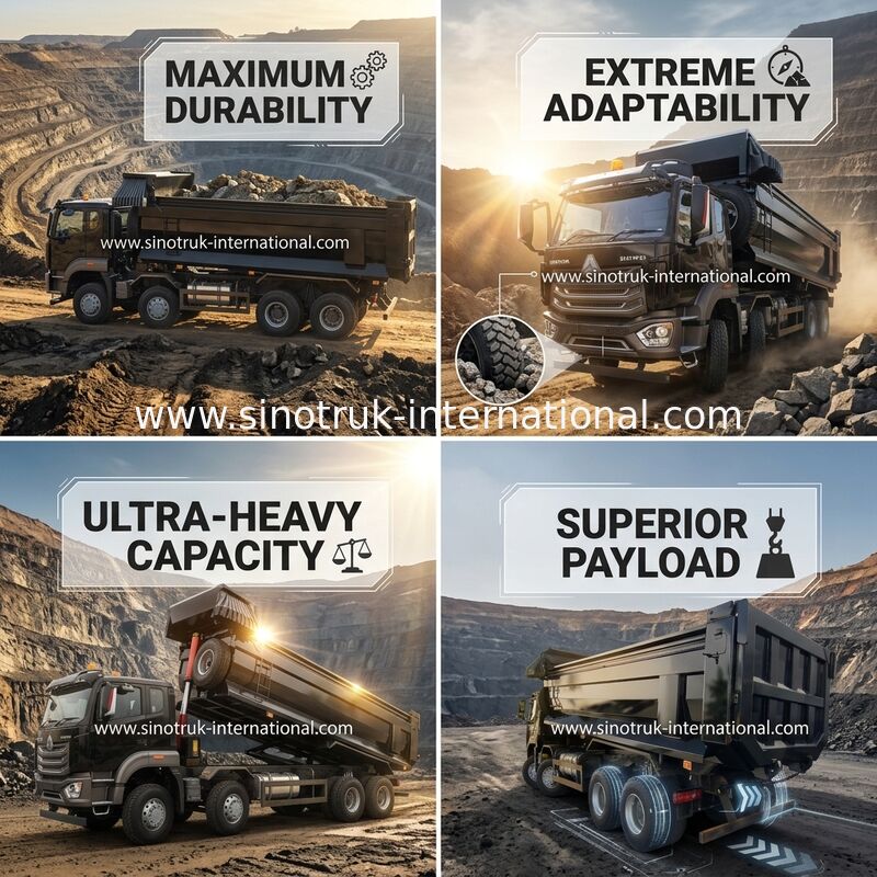 کامیون کمپرسی ماینینگ هوو سیاه 20-50 تن 8 X 4 یورو 2 400 اسب بخار