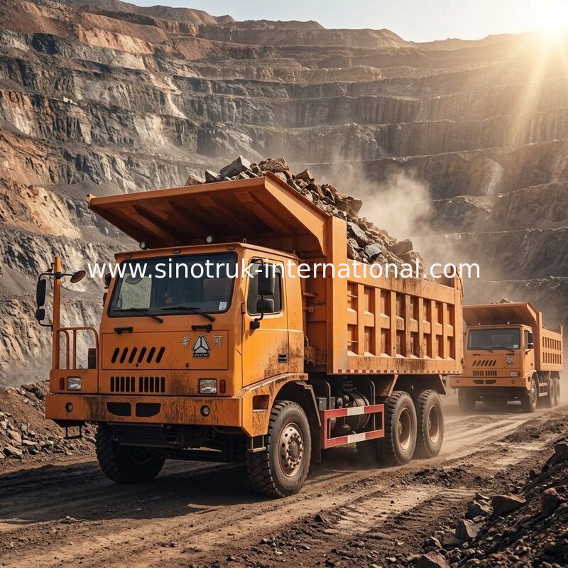 کامیون کمپرسی معدن 6X4 LHD 371 اسب بخار 70 تن SINOTRUK HOWO برای صنعت معدن